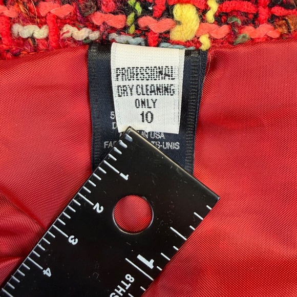 Vintage Women's Skirt Red Boucle Union-Made Wool 10 Plaid Academia Tartan Pencil - Picture 4 of 15